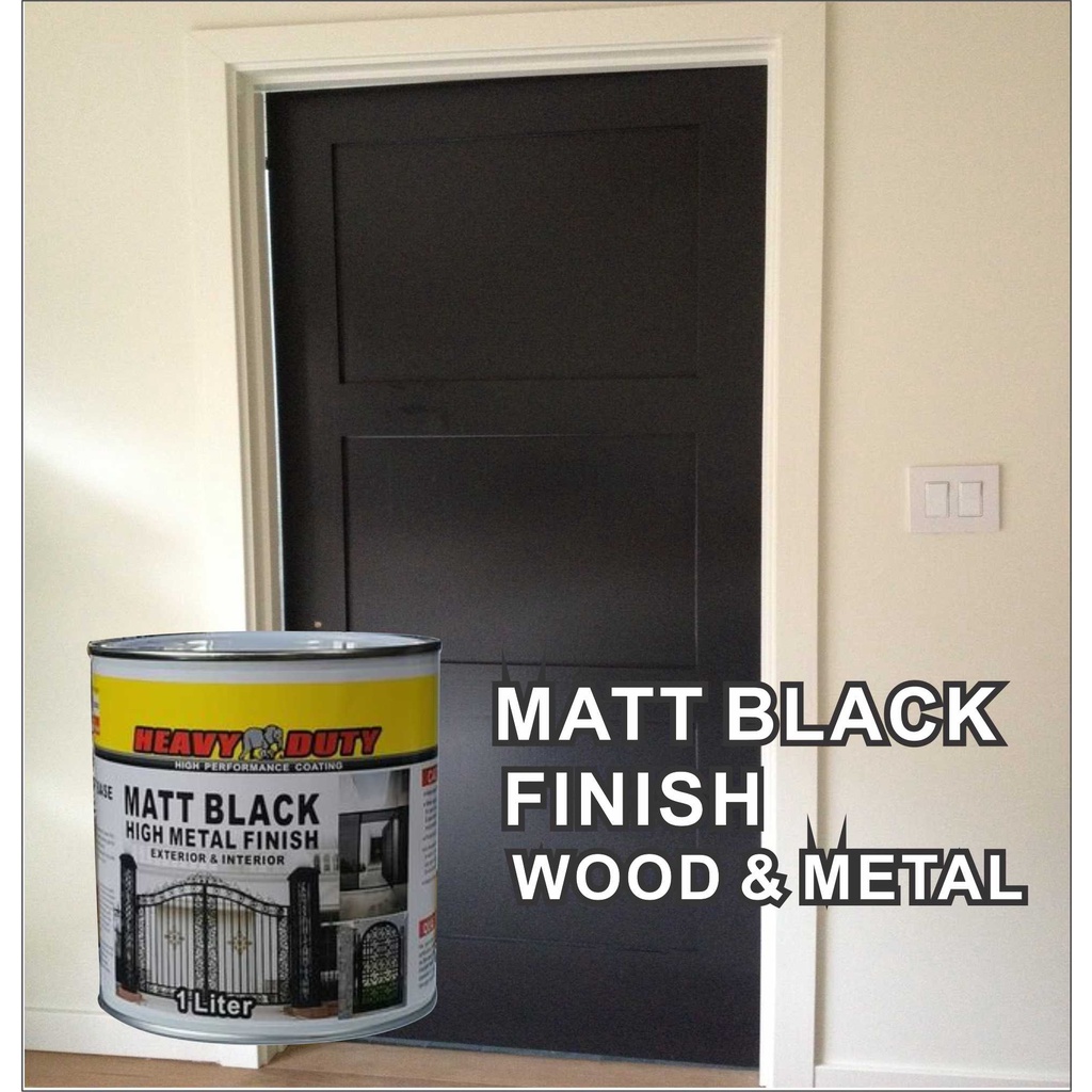 1L ( MATT BLACK ) HEAVY DUTY Brand Metal Paint Matt Black Cat Besi