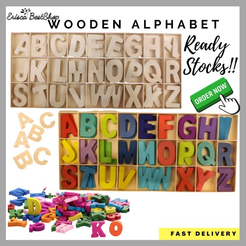 🔥READY STOCK🔥Huruf Kayu,Craft Wood Letters,Natural Colors,Wood Alphabet ...