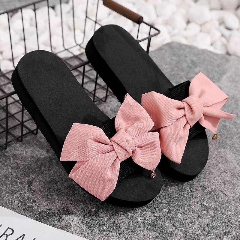 Women Casual Sandal Beach Shoes bow Slippers Flat Sandals Shopee