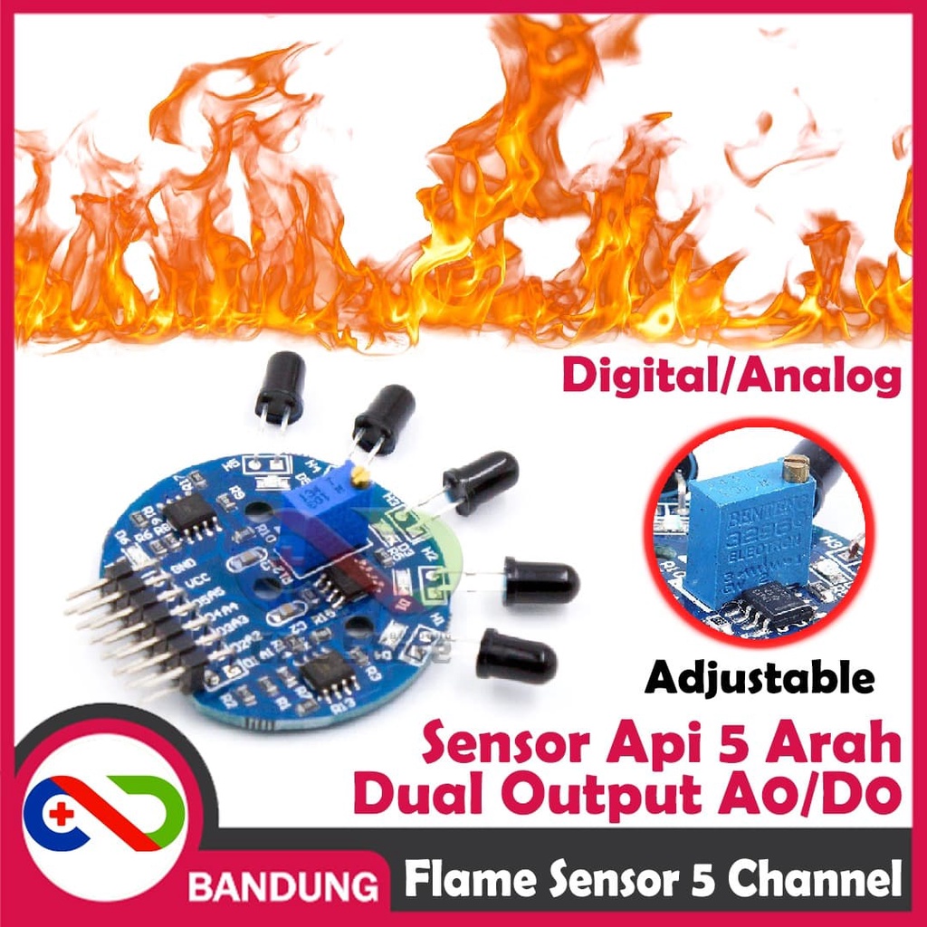 INFRARED IR FLAME SENSOR MODULE 5 CHANNEL DIGITAL ADJUSTABLE | Shopee ...