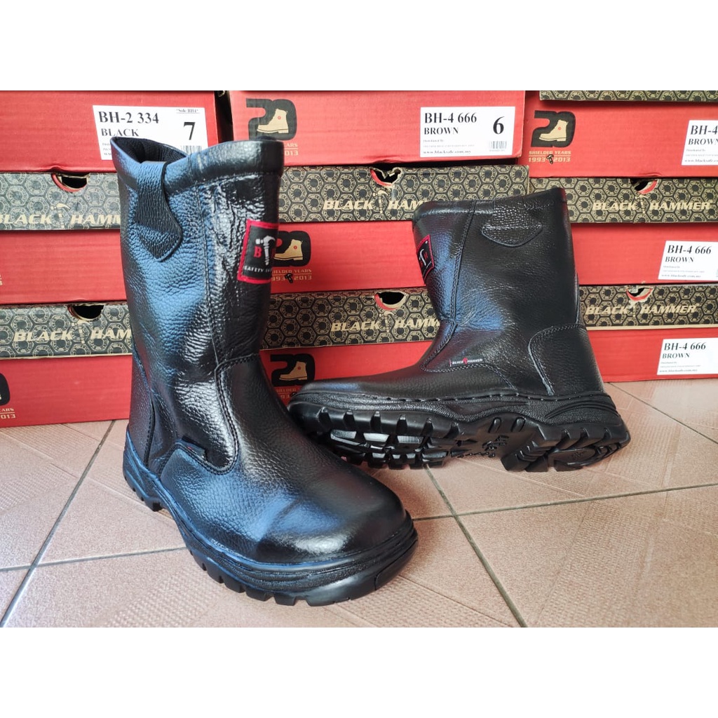 Original Black Hammer High Cut Genuine Leather Safety Shoes/High Cut