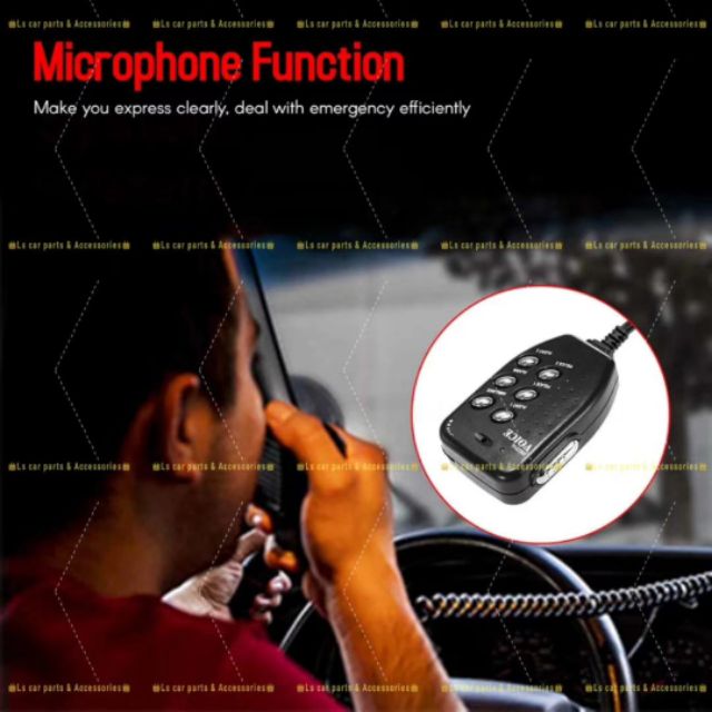 POLICE SIREN TOKI 6 Tone sound Warning mic talking Light LED dash bar ...