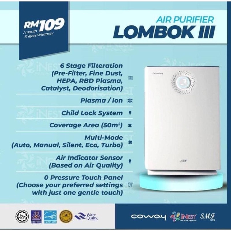 Coway Lombok III ( AP1520C ) Air Purifier Shopee Malaysia