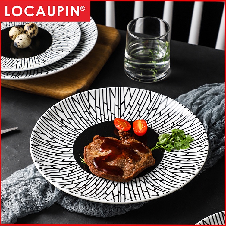 Locaupin Morocco Style Ceramic Large Dinner Plates, Round Serving Bowls