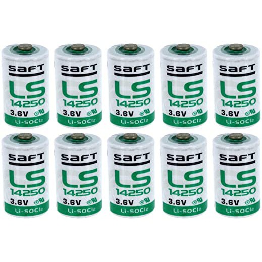 Saft LS 14250 BA 1 2 AA 1100mAh 3 6V Lithium Thionyl Chloride LiSOCI2 Button Top Battery