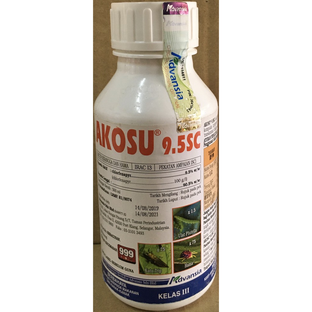Original Advansia Akosu 9.5SC 500ml / Racun Serangga / Kutu Trip & Ulat ...