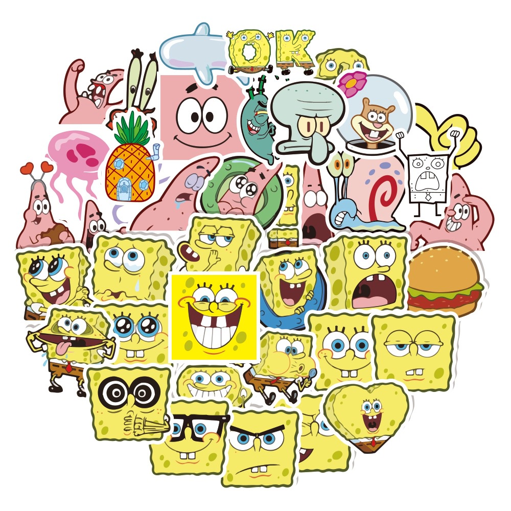 40pcsset Spongebob Squarepants Stickers Diy Decals Stickers For Album Diary Laptop Scrapbooks 0709