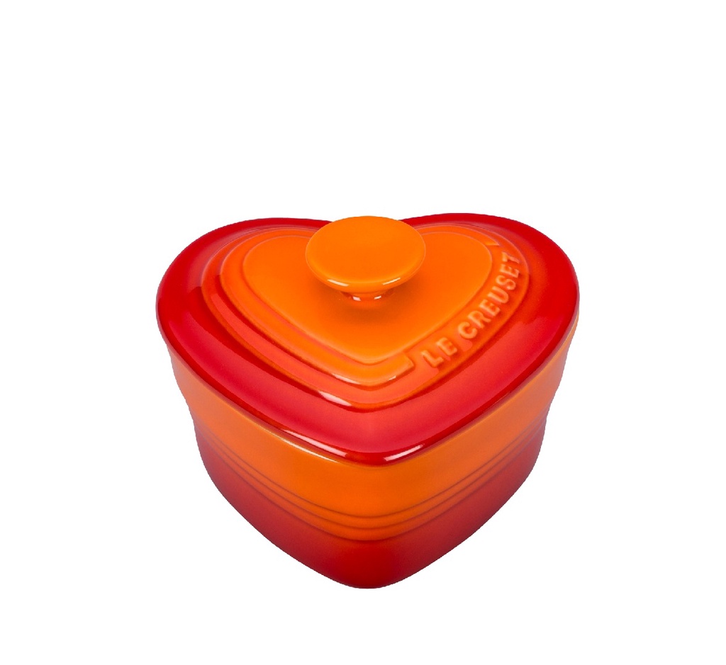 thumbnail image 2 of Le Creuset Petite Ramekin D'Amour Heart Shaped Cocotte Set Of 2 - Red Stoneware With Tray 2 of 6