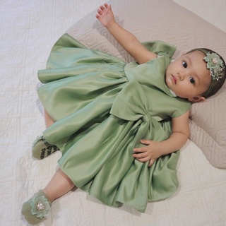 Olive Green Tea Theme Baby Dress Shopee Malaysia