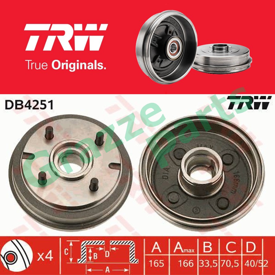 (1 pc) TRW Brake Drum Rear DB4251 for Perodua Kancil Shopee Malaysia