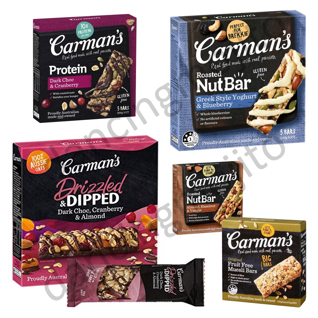 Carman's Breakfast Bar Protein Muesli Roasted Nut Bar Assorted