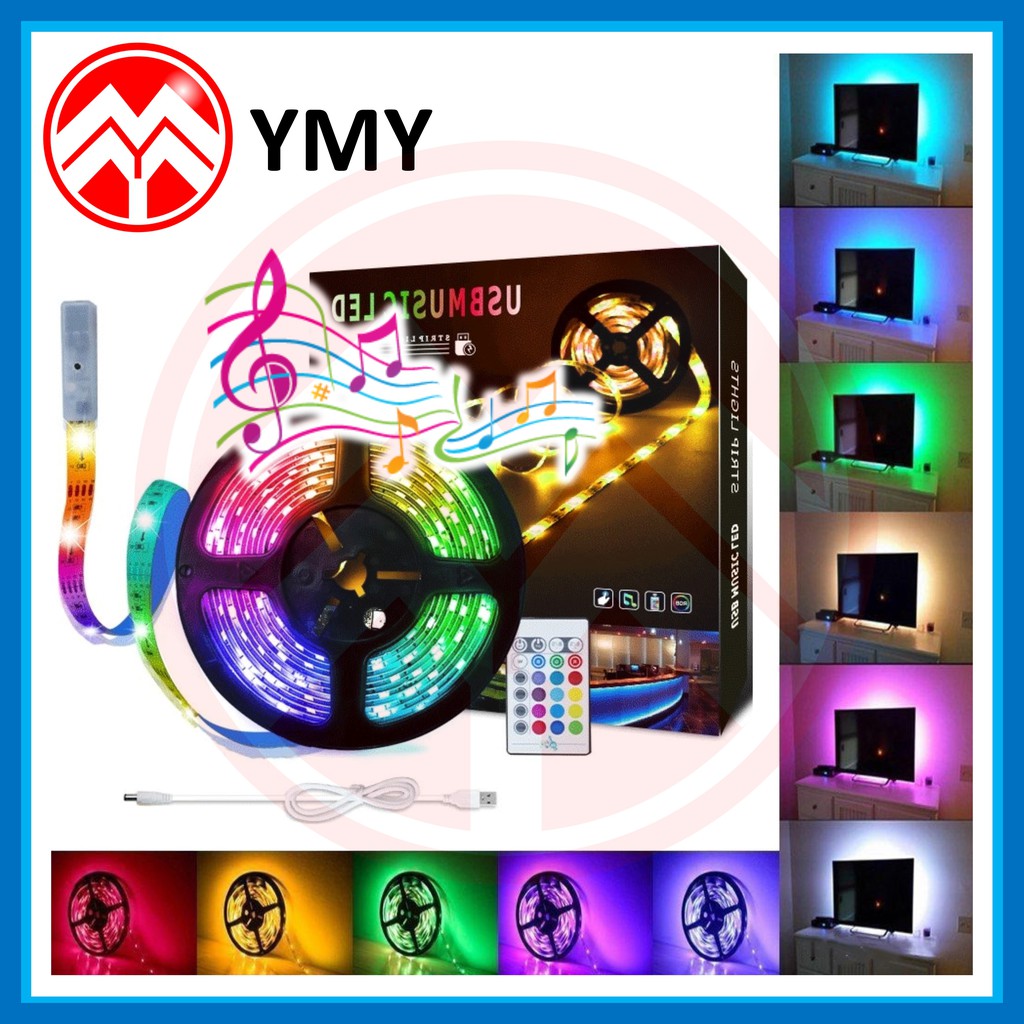 [ MUSIC ] USB MUSIC LED Strip Light RGB 5050 Mini IP65 TV Background ...