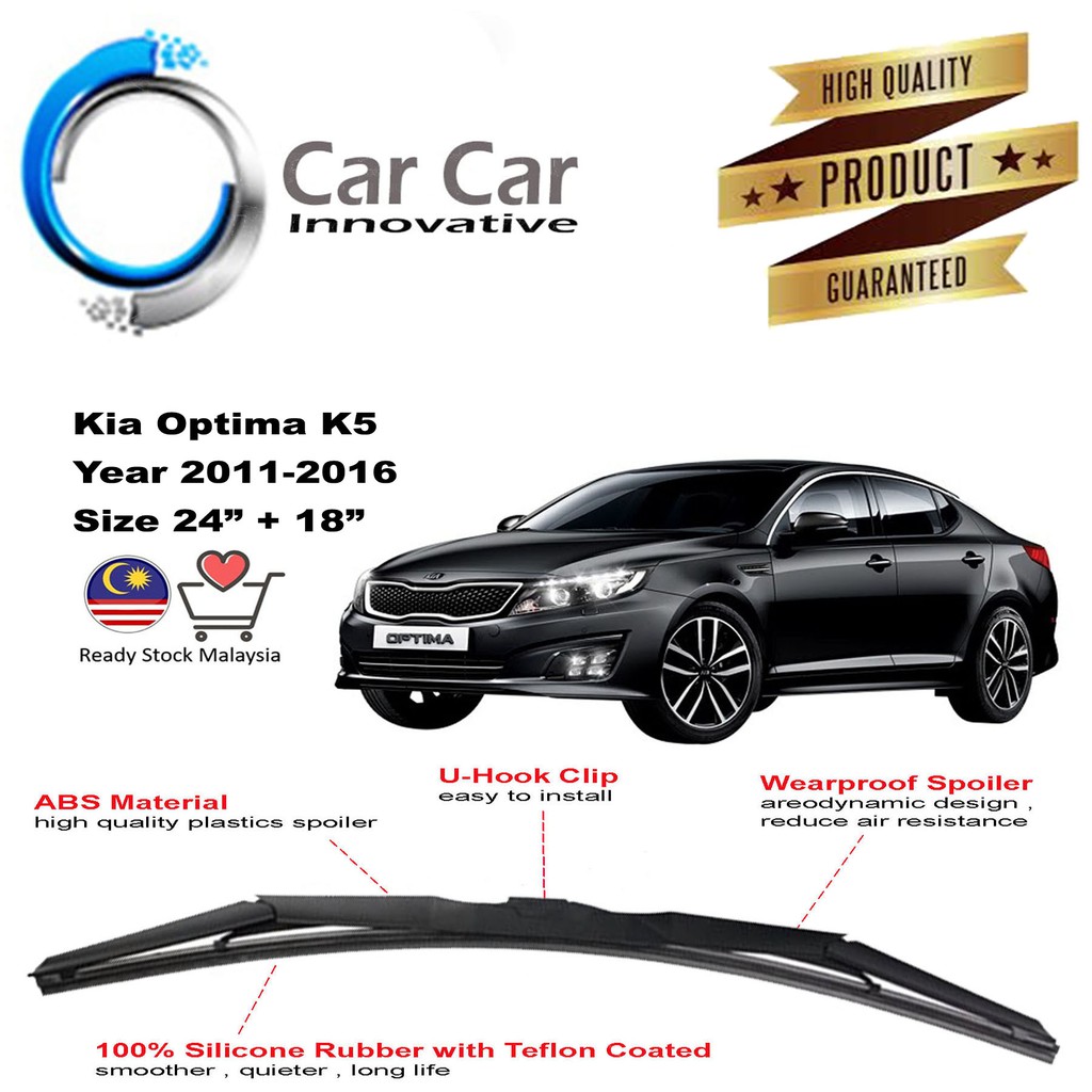 Kia Optima k5 Wiper 20112016 Silicone Wiper Blades, Car Windshield ( 1 pair Size 24"/18