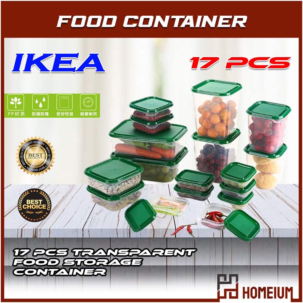 Homeium 17pcs ikea BPA Free Microwavesafe Multipurpose Food Container