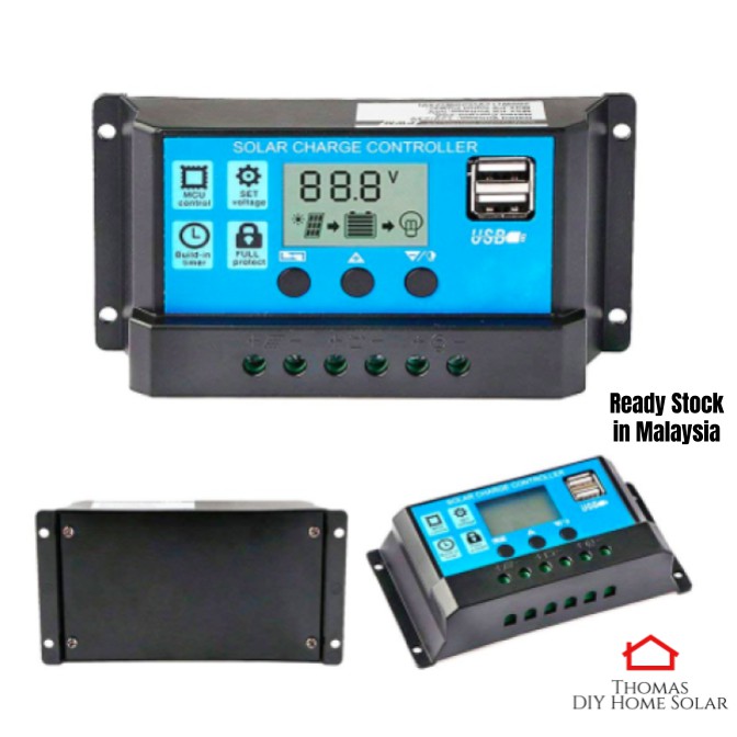 Solar Panel Battery PWM Charger Controller Regulator 30A 12V 24V LCD ...