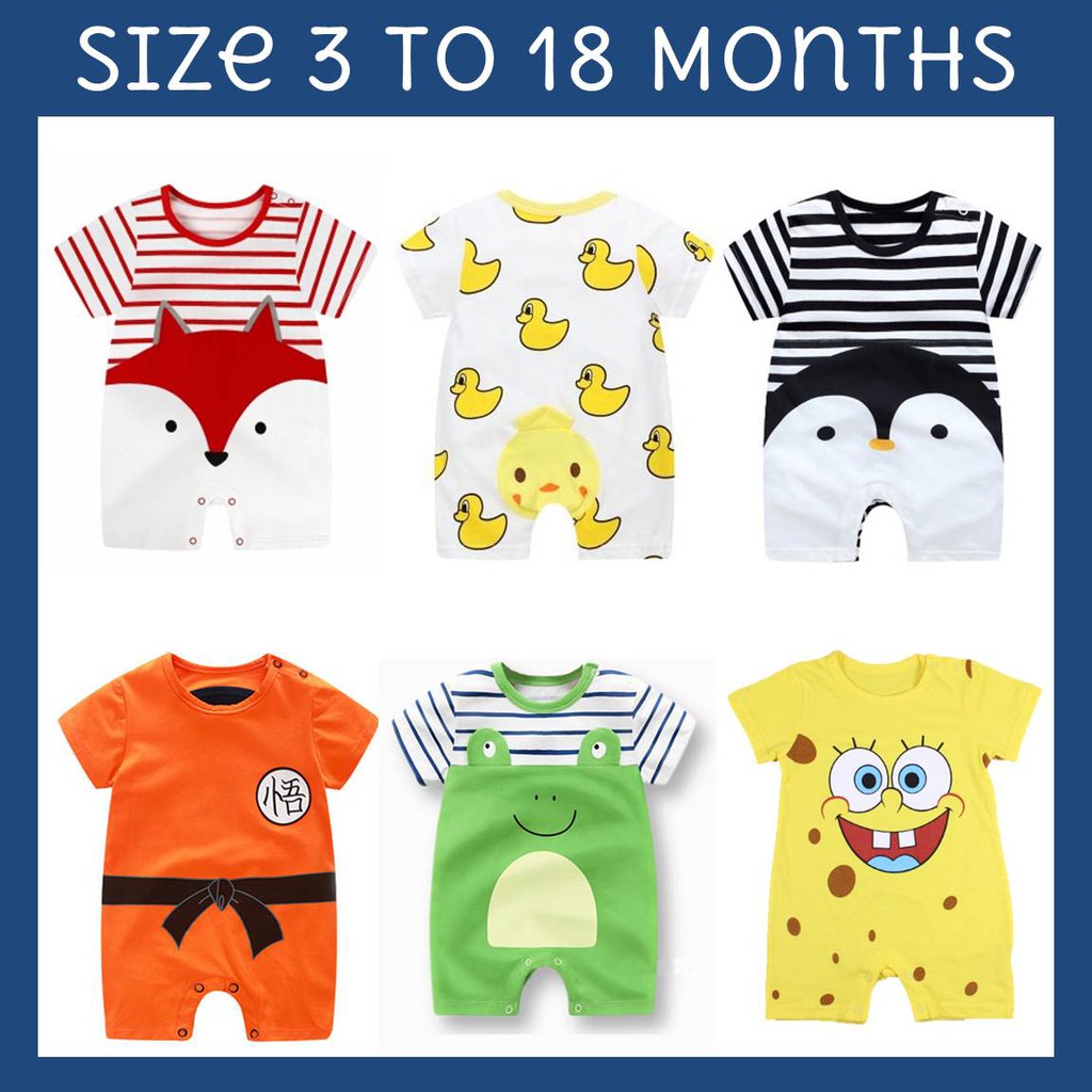 Baju baby short sleeve baby romper jumpsuit cute cartoon design baby