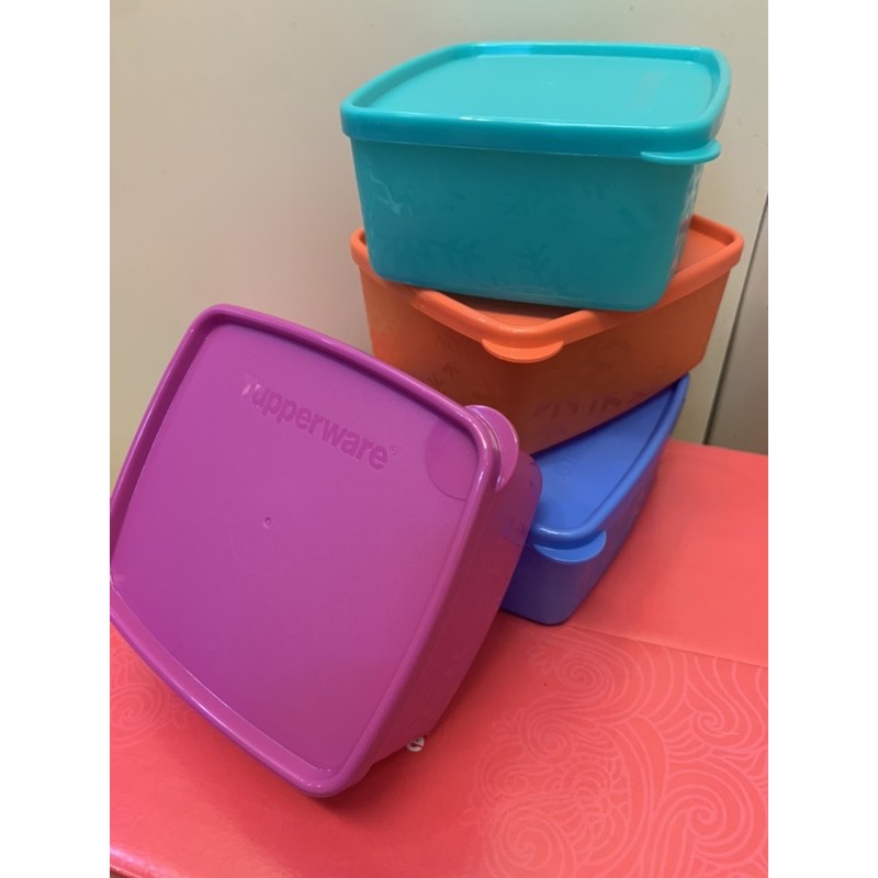 READY STOCK ORIGINAL 100% Tupperware SnowFlake Square Container 400ML ...