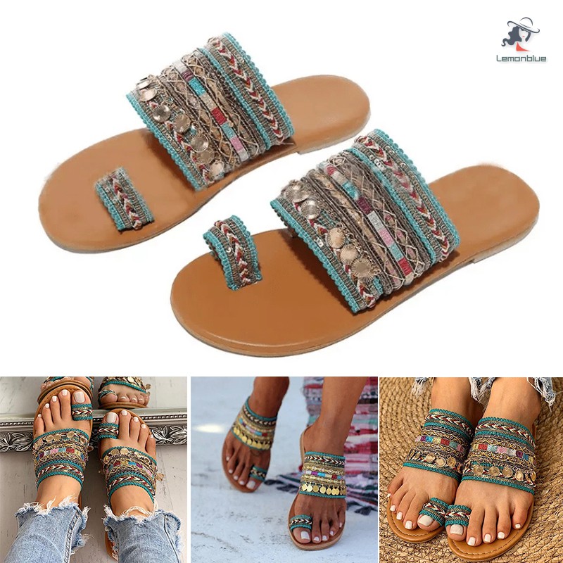 Nevera Women Boho Flip Flop Sandals for Women Artisanal Sandals Toe Ring  Flip-Flops Handmade Greek Style Slippers Wide width Sandals