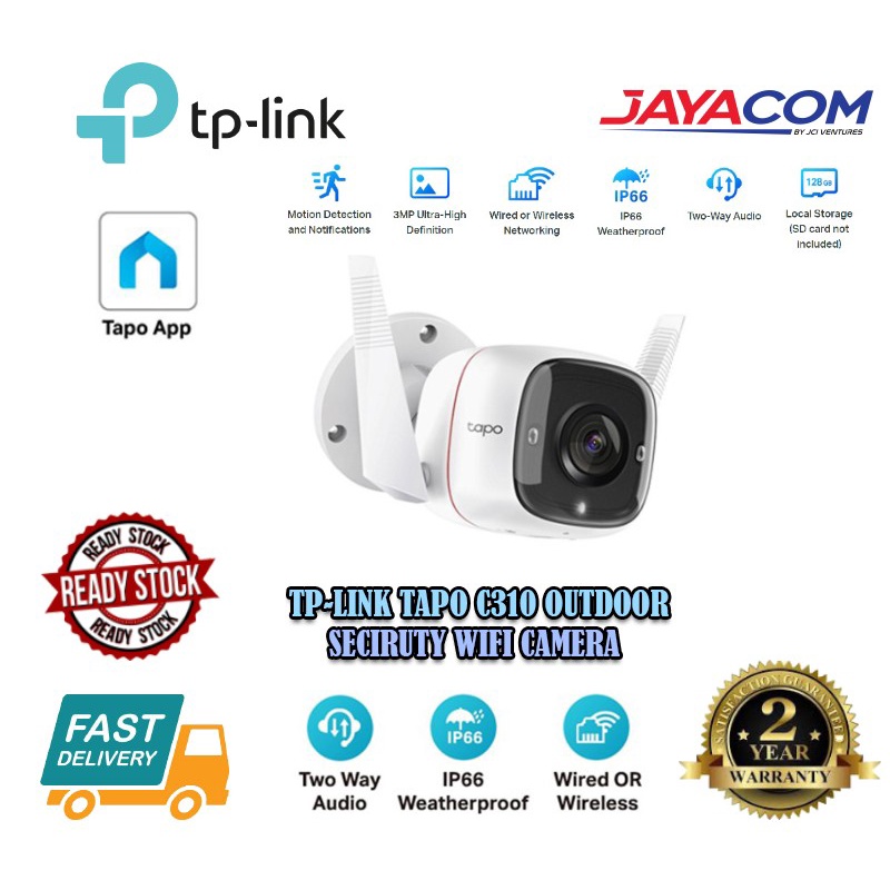 Tp-Link Tapo C310 Outdoor Security Wi-Fi Camera IP66 Weatherproof Motion  Detect