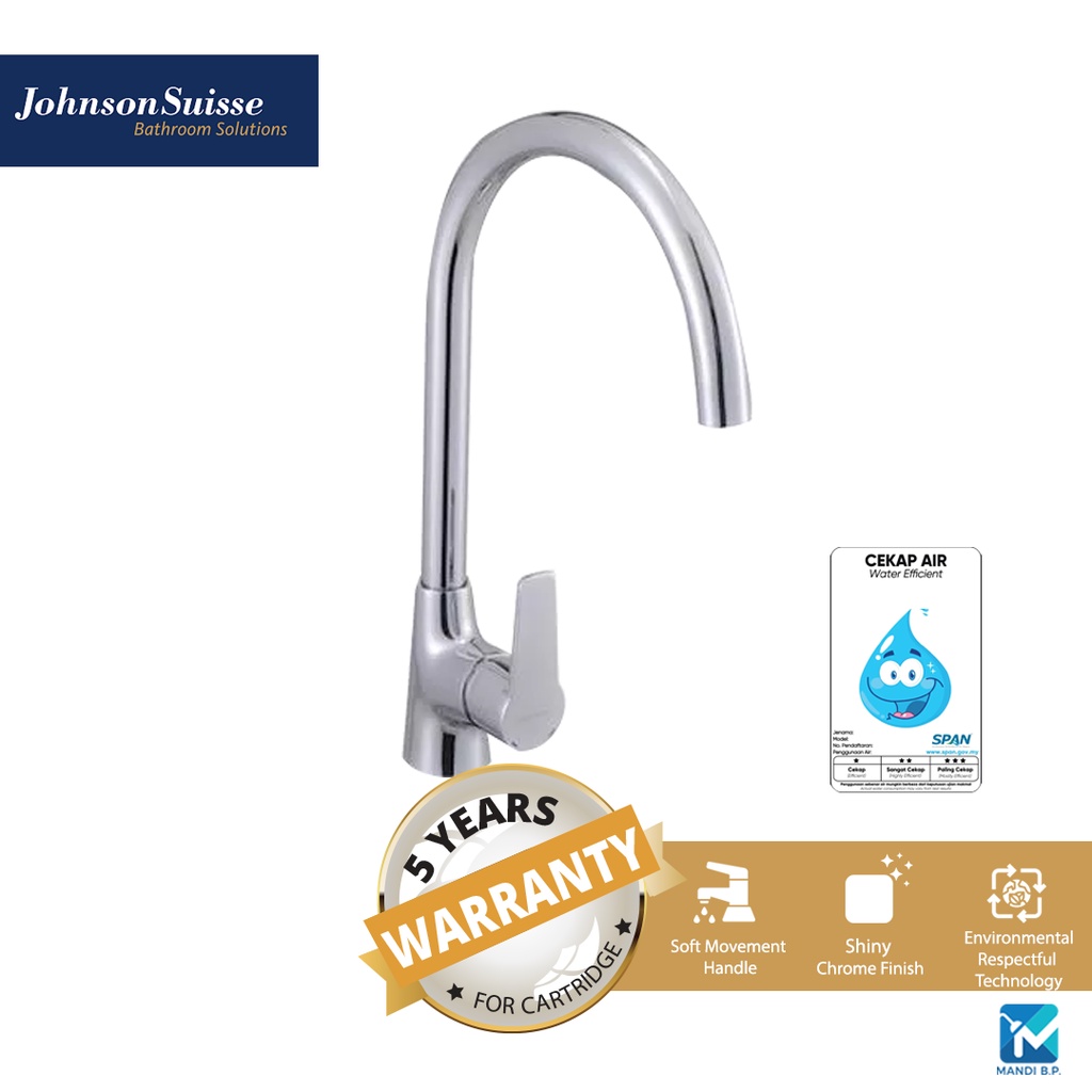 Johnson Suisse Turin Single lever deck-mounted sink mixer with swivel ...