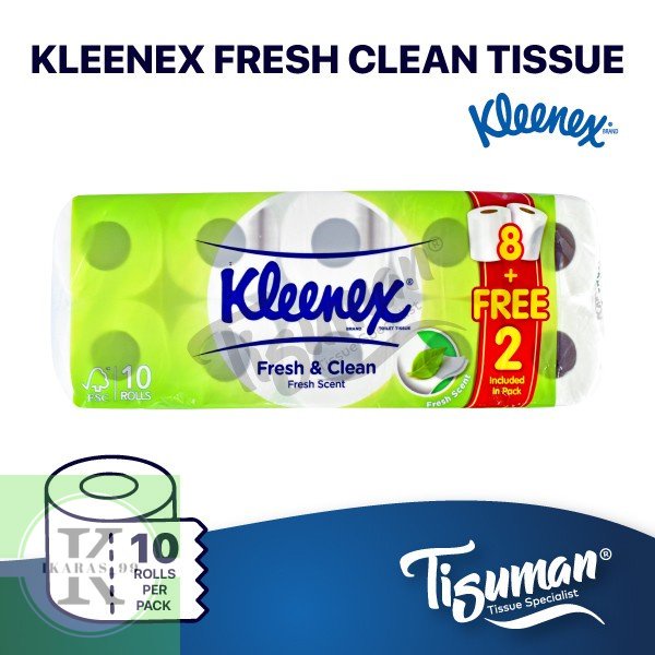 KLEENEX FRESH & CLEAN TOILET TISSUE 8+FREE2 ROLLS Shopee Malaysia