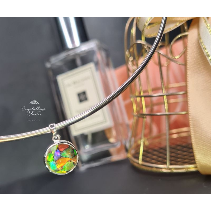 Ciondolo In Argento 925 Certificato – Ammolite Naturale 81,40 Ct – Colori Multicolori – Unstoppablegems