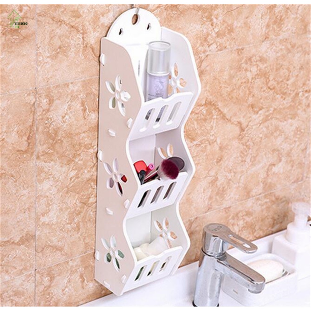 Multifunction 3 Grids Wall Hanging Detachable Wood Plastic Rak Hiasan ...
