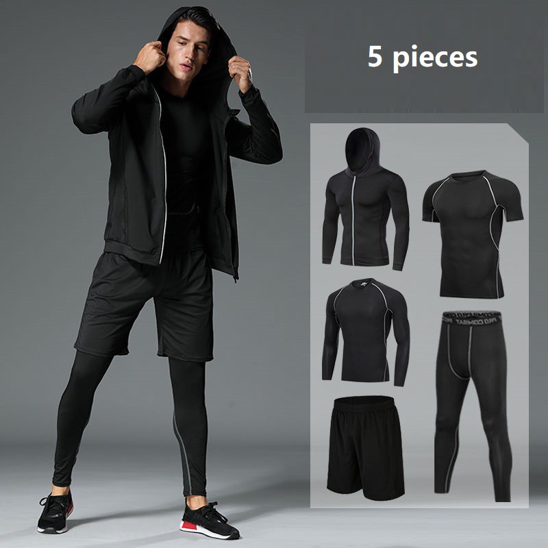 Gym Fitness Sport Wear Men Set 5 pcs/sets Sport Clothes Men