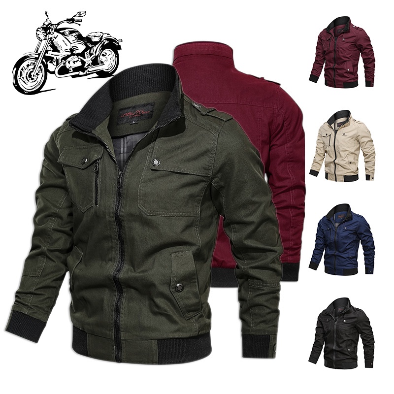 【Ready Stock】Cotton jacket rider motor Military Jacket Male Clothing ...