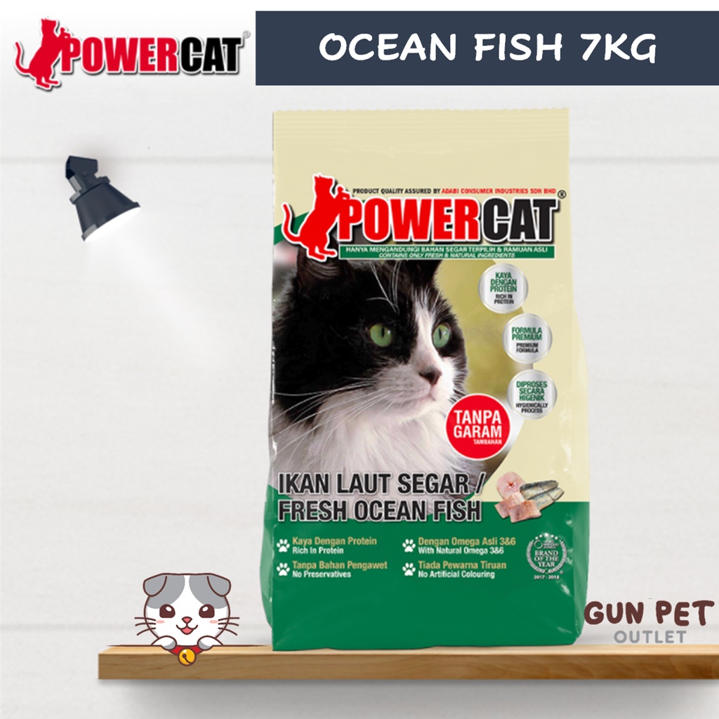 GUN PET PowerCat Dry Cat Food 7kg Ocean Fish Tuna Kitten Chicken Power Cat Makanan Kucing PRODUCT ADABI BUMIPUTRA 猫粮 WH7