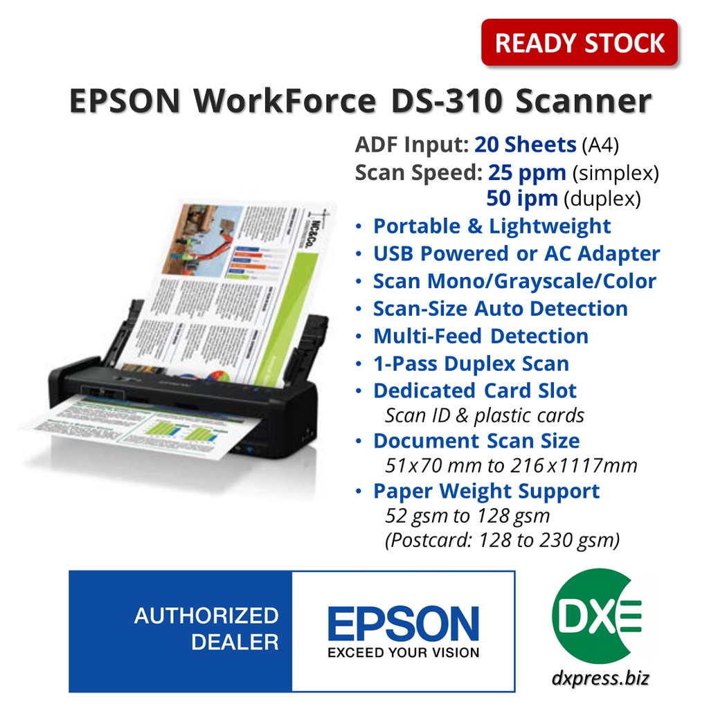 Epson, Epson WorkForce DS-570WII A4 WiFi Duplex Scanner