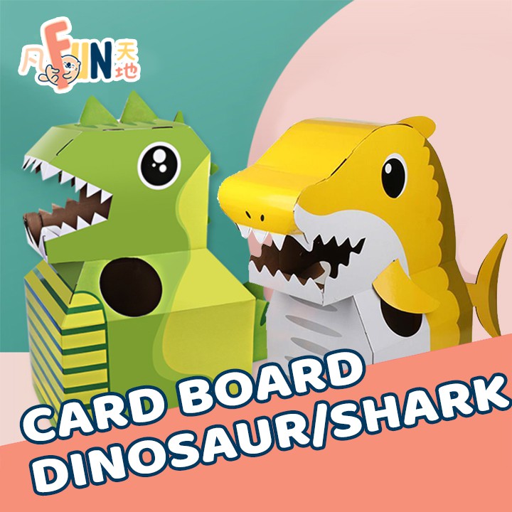 Children Cardboard Costume Cosplay Paper Box Dinosaur Shark Diy Paper