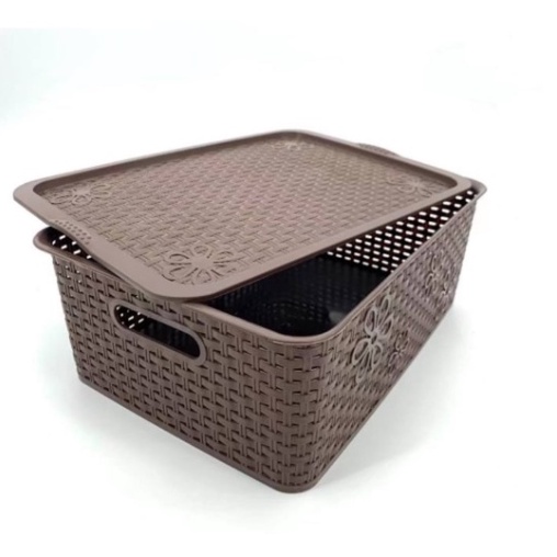 MM Laundry Rattan Storage Organizers Laundry Basket Woven Plastic Rattan Storage Boxes With Lid