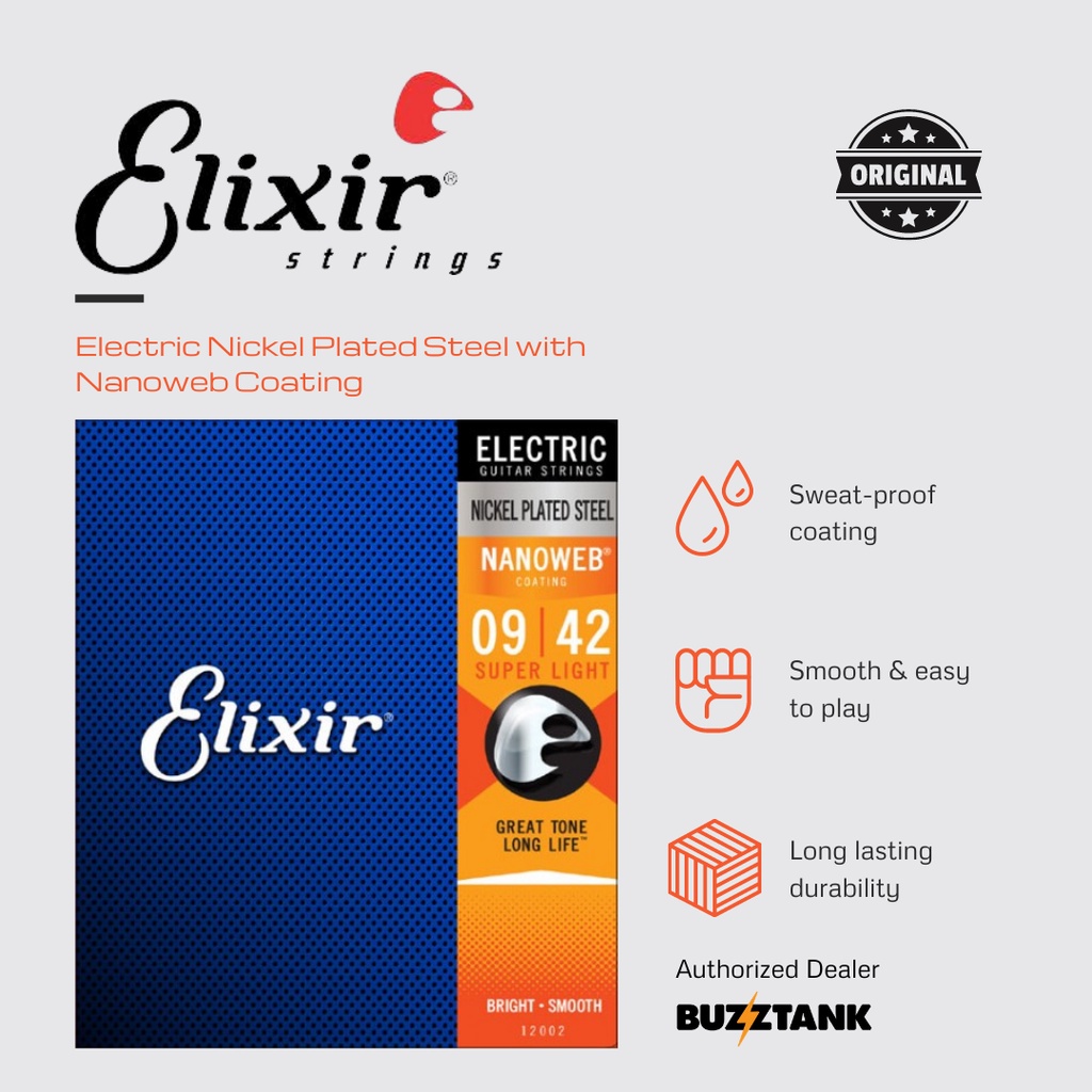 Elixir Nanoweb Electric Guitar Strings Baritone 7 String 8 String