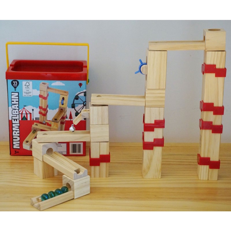 (2 Colour Variations) ONSHINE 50/60/80 Pieces Wooden Marble Run Track