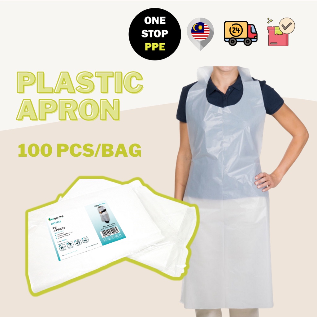 [OneStopPPE] Disposable PE Plastic Apron Household Apron Plastik Apron ...