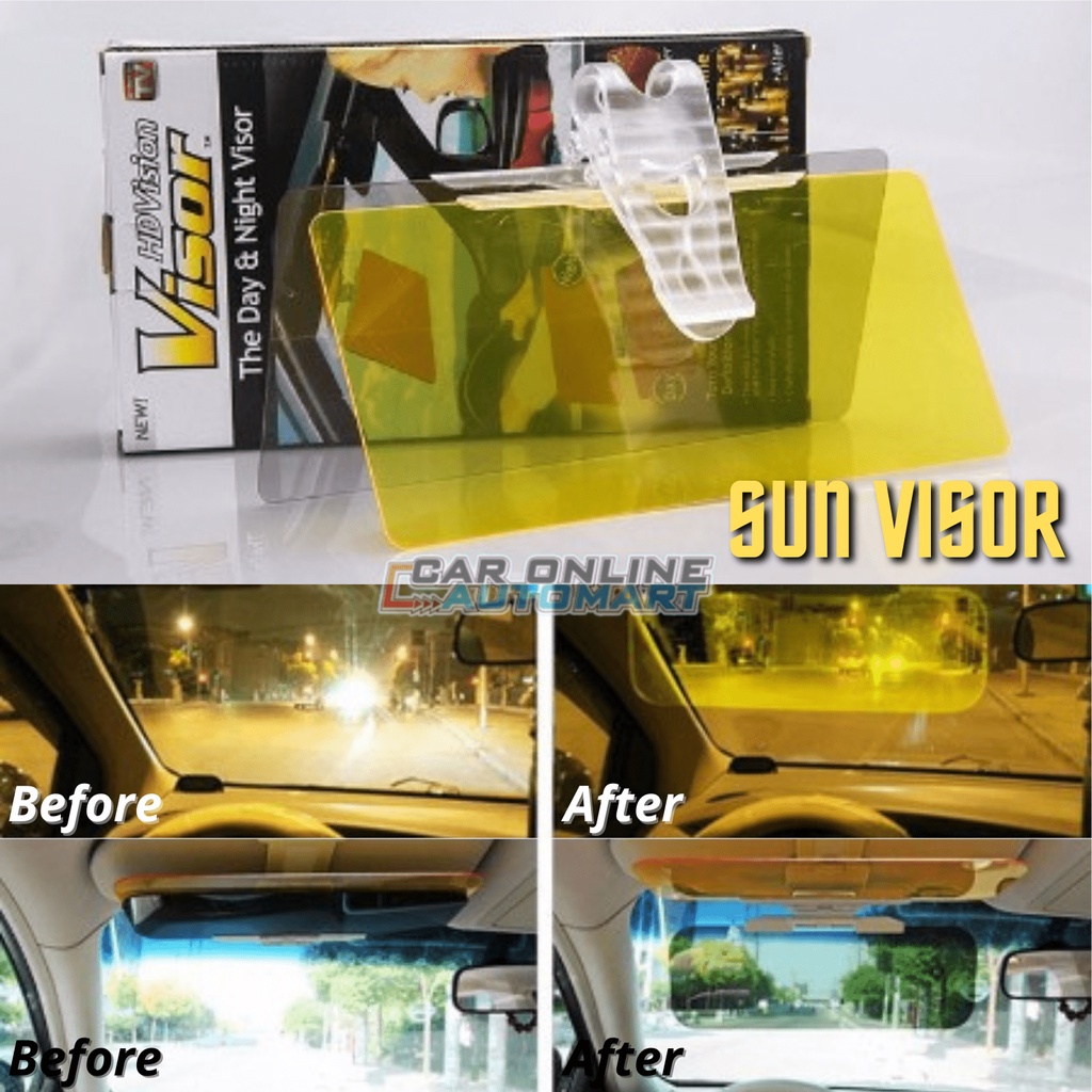Car Transparent Clip Sun Visor Sunshade Block Sunlight Anti-Dazzle Anti ...