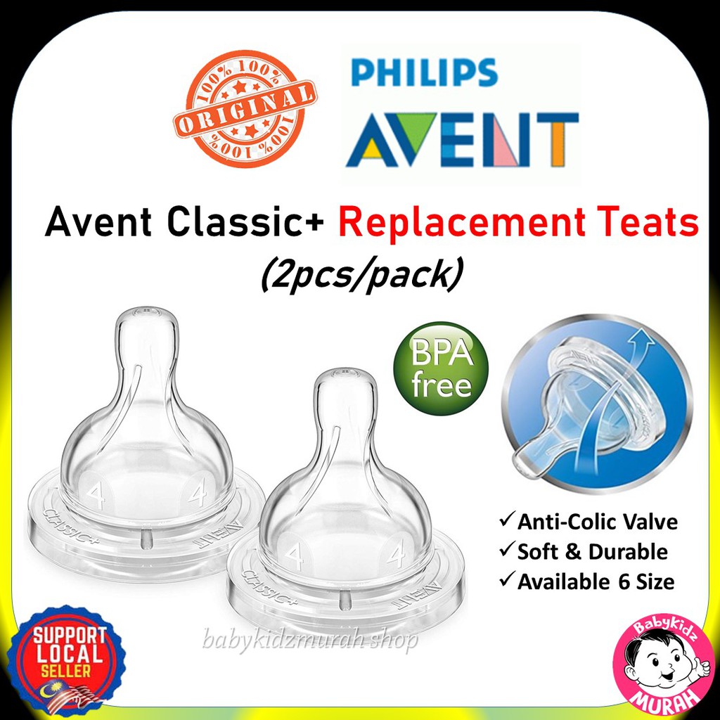 Puting Botol Avent Classic 2pcs Pack Replacement Teat Avent Classic