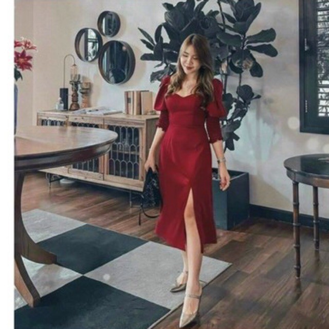 Body red dress split flaps | Shopee Malaysia