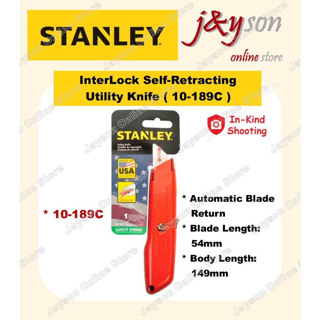 Stanley Original 10189C InterLock Self Retracting Utility Safety Knife