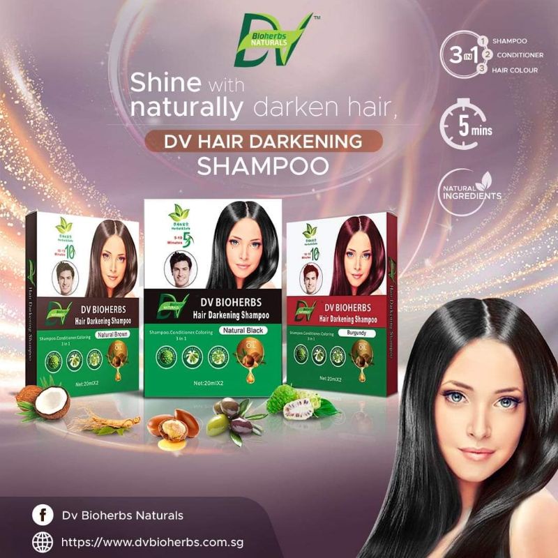 Dv Bioherbs Hair Darkening Shampoo20mlx2 Shopee Malaysia 