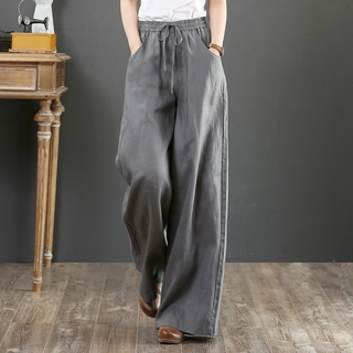 Cotton Wide Leg Pants Women's Summer Linen Casual Pants High Waist Loose  Pants