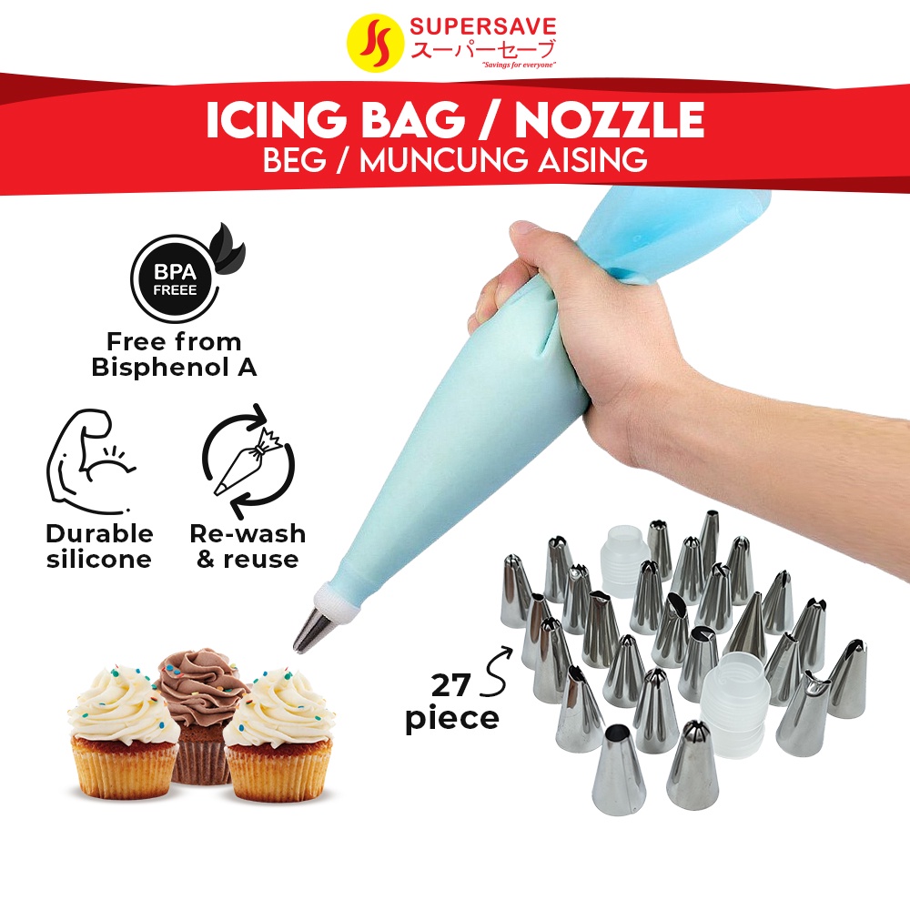 SUPERSAVE Icing Piping Bag CupCake Decoration Bags Reusable Piping ...