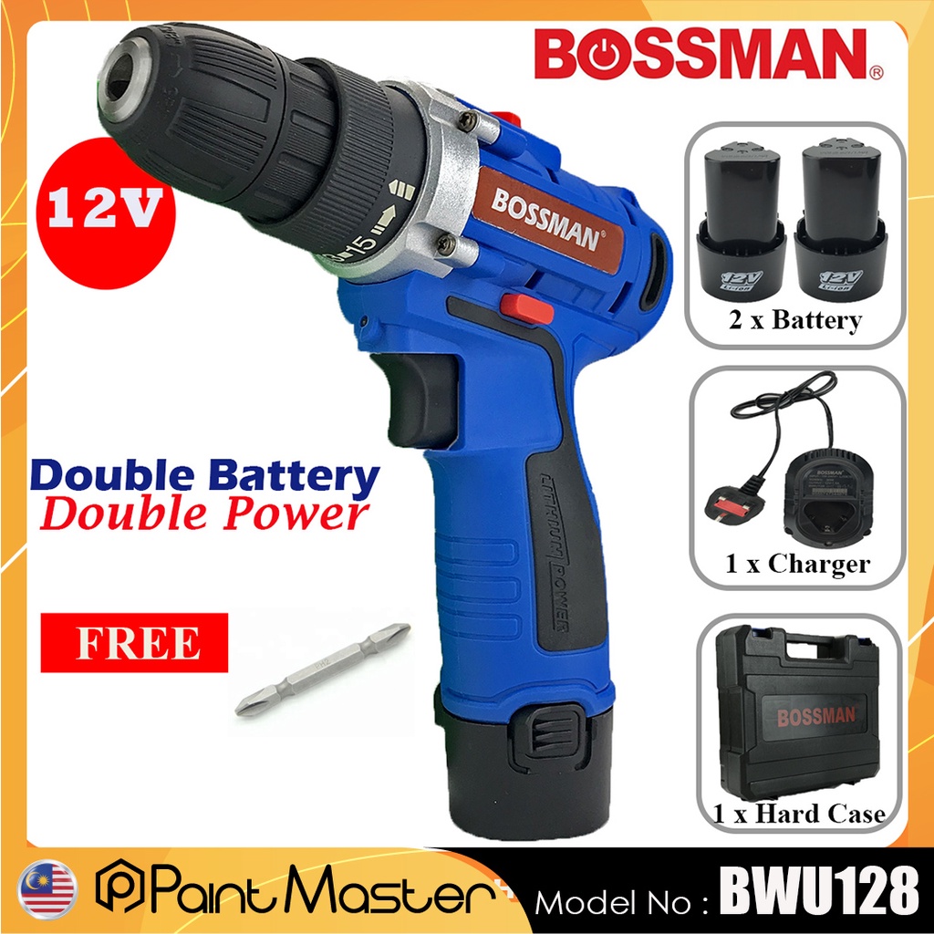 BOSSMAN BWU128 12V Cordless Drill Driver 6 Months Warranty Shopee Malaysia