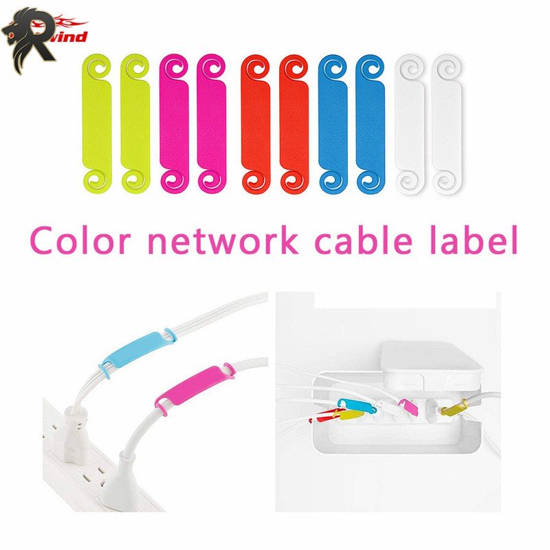 RL HW 10PCS Cable Protector Writable Cable Label Color Data Cable Tag ...