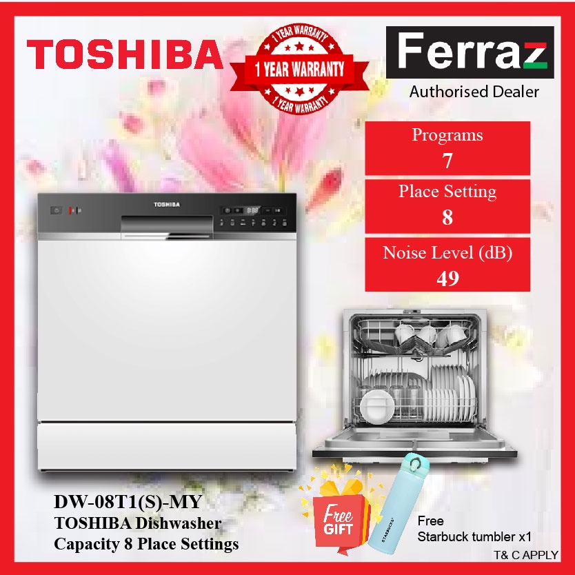 TOSHIBA DW08T1(S)MY Table Top Dishwasher 83PCS with 7 Program Dishwasher (Pre Order) Shopee