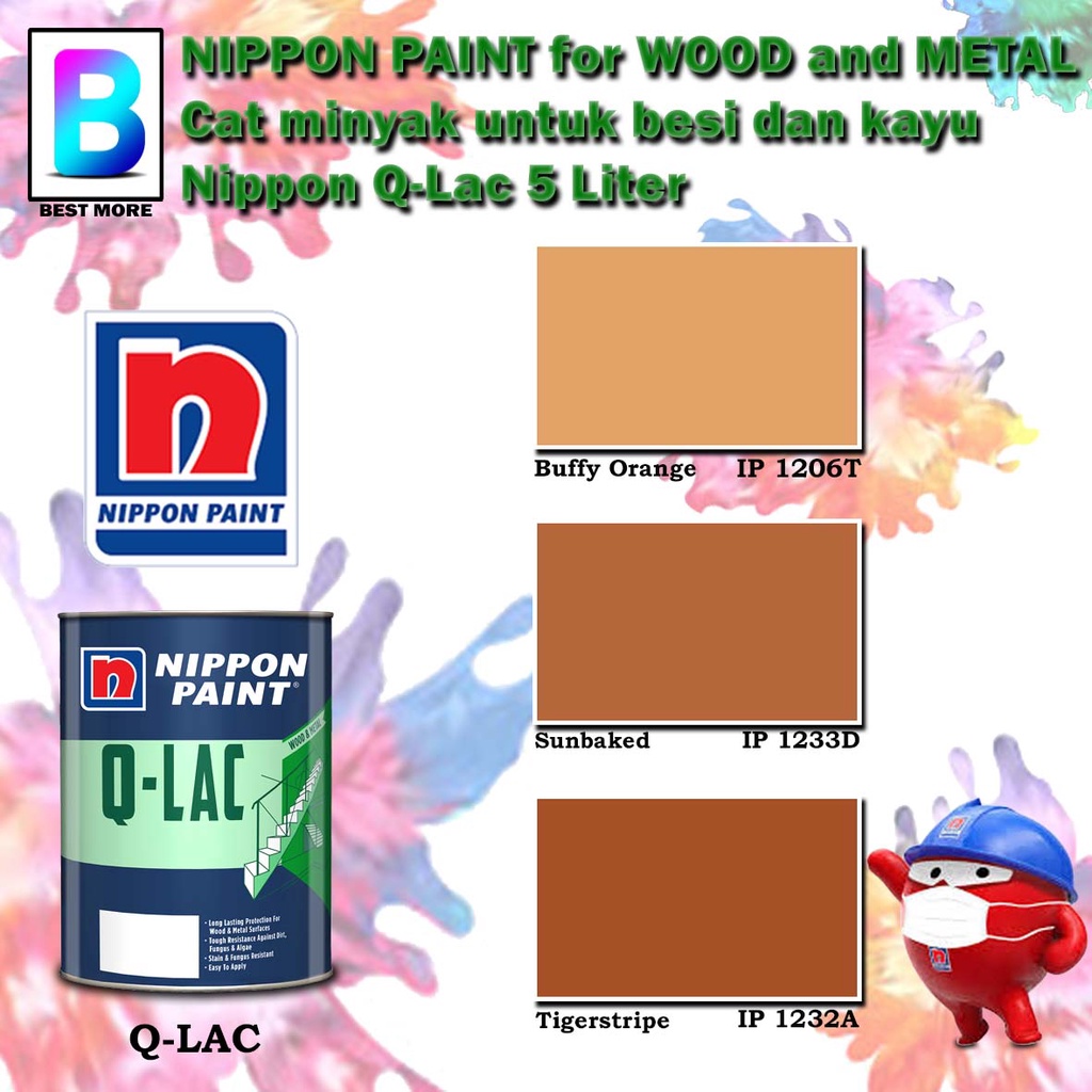 Nippon Paint Q-Lac Wood and Metal Paint Collection 5 Liter Buffy Orange ...