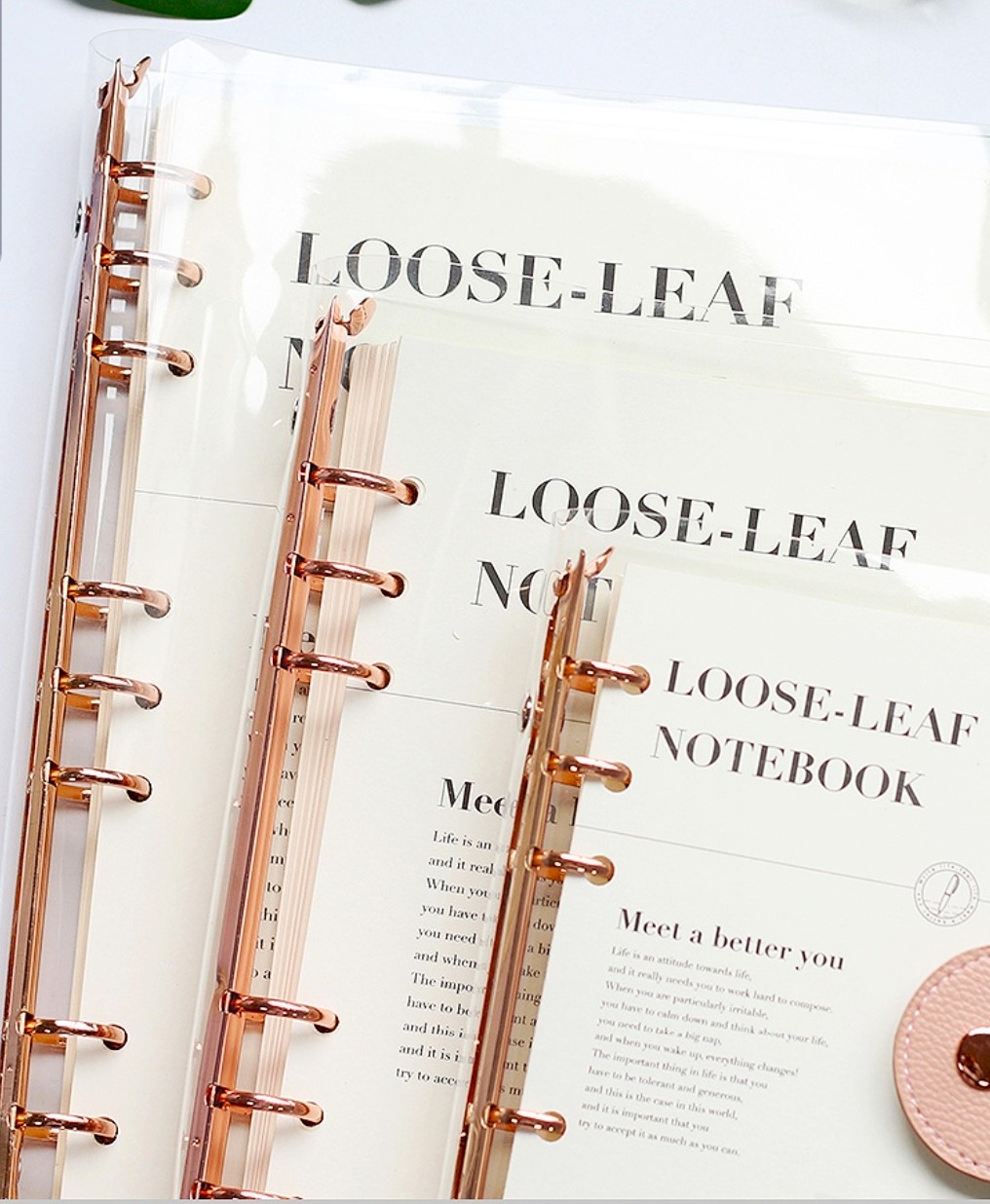 A6 A5 B5 Loose Leaf Notebook 6 Ring Binder Black Rose Gold Silver ...