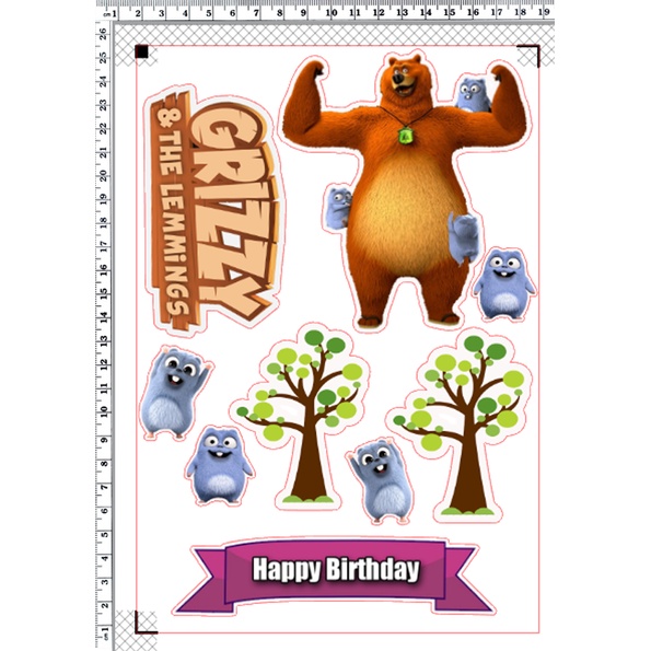 Grizzy and the Lemmings  Lemming, Birthday cake topper printable