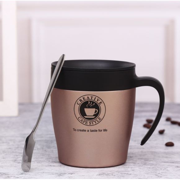 330ML Handle Coffee Mug Stainless Steel Thermos Cups Vacuum Flask